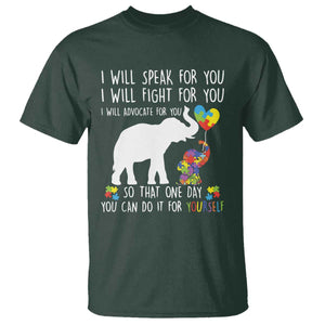 Autism Awareness Mom T Shirt I Will Speak Fight Advocate For You So That You Can Do It For Yourself TS11 Dark Forest Green Print Your Wear