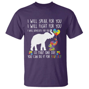 Autism Awareness Mom T Shirt I Will Speak Fight Advocate For You So That You Can Do It For Yourself TS11 Purple Print Your Wear
