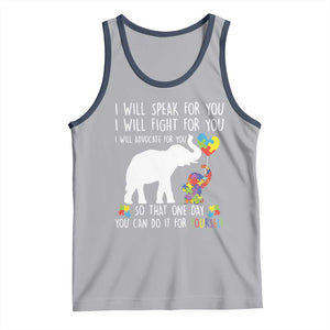 Autism Awareness Mom Tank Top I Will Speak Fight Advocate For You So That You Can Do It For Yourself TS11 Athletic Heather Navy Print Your Wear