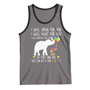 Autism Awareness Mom Tank Top I Will Speak Fight Advocate For You So That You Can Do It For Yourself TS11 Deep Heather Black Print Your Wear