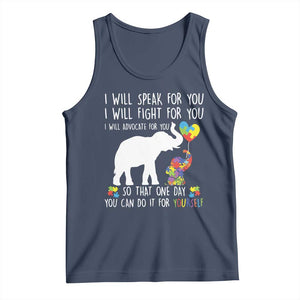 Autism Awareness Mom Tank Top I Will Speak Fight Advocate For You So That You Can Do It For Yourself TS11 Navy Print Your Wear