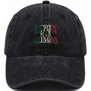 Funny El Papa Mas Chingon Washed Cotton Baseball Cap Best Mexican Dad Father's Day Mexican Flag TS11 Print Your Wear