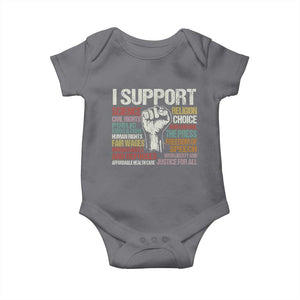 I Support Progressive Liberal Human Rights Baby Onesie Vintage Hand Fist TS11 Charcoal Print Your Wear