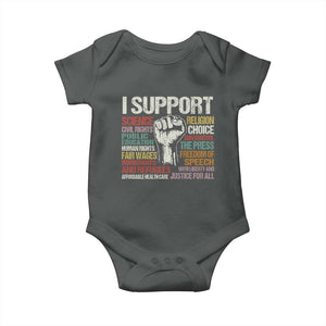 I Support Progressive Liberal Human Rights Baby Onesie Vintage Hand Fist TS11 Dark Heather Print Your Wear