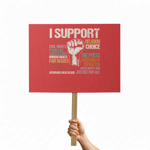 I Support Progressive Liberal Human Rights Protest Sign Vintage Hand Fist TS11 Horizontal 18" × 24" Red Print Your Wear