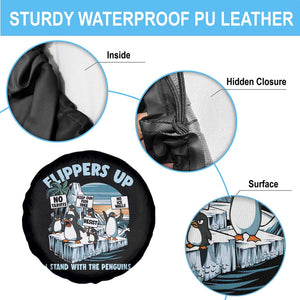 Flippers Up I Stand With The Peinguins Spare Tire Cover Penguins Tariff Resist TS11 Print Your Wear