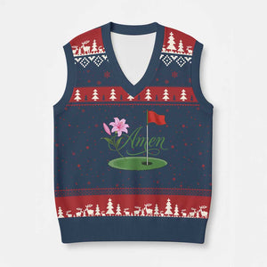 Amen Funny Golf V-Neck Knit Sweater Vest Azalea Floral Augusta Georgia for Golfers TS11 Navy Red Print Your Wear