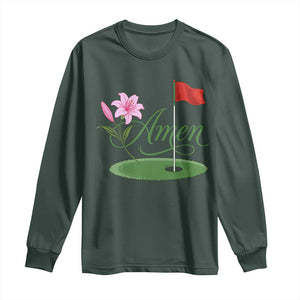 Amen Funny Golf Long Sleeve Shirt Azalea Floral Augusta Georgia for Golfers TS11 Dark Forest Green Print Your Wear