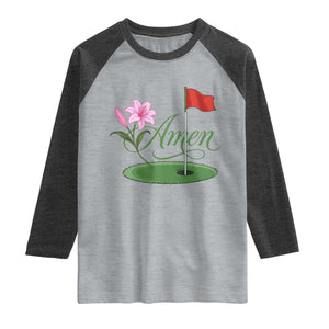 Amen Funny Golf Raglan Shirt Azalea Floral Augusta Georgia for Golfers TS11 Heather Gray Heather Charcoal Print Your Wear