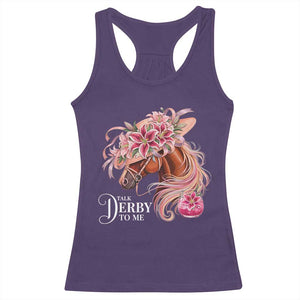 Talk Derby To Me Racerback Tank Top Funny Horse Racing Derby Day Stargazer Lilies TS11 Purple Print Your Wear