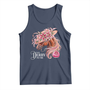 Talk Derby To Me Tank Top Funny Horse Racing Derby Day Stargazer Lilies TS11 Navy Print Your Wear