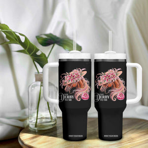 Talk Derby To Me Tumbler With Handle Funny Horse Racing Derby Day Stargazer Lilies TS11 Print Your Wear