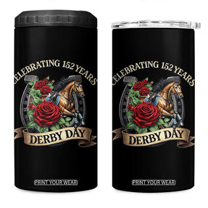 Celebrating 152 Years Derby Day 4 in 1 Can Cooler Tumbler Vintage Horse Racing Roses TS11 One Size: 16 oz Black Print Your Wear