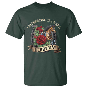 Celebrating 152 Years Derby Day T Shirt Vintage Horse Racing Roses TS11 Dark Forest Green Print Your Wear