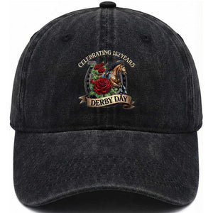Celebrating 152 Years Derby Day Washed Cotton Baseball Cap Vintage Horse Racing Roses TS11 Print Your Wear