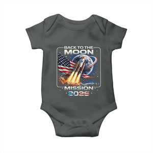 Back To The Moon Mission 2026 Baby Onesie Rocket Launch Moon Space Program TS11 Dark Heather Print Your Wear