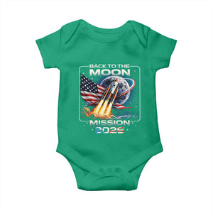 Back To The Moon Mission 2026 Baby Onesie Rocket Launch Moon Space Program TS11 Irish Green Print Your Wear