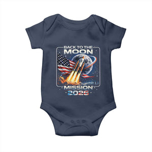 Back To The Moon Mission 2026 Baby Onesie Rocket Launch Moon Space Program TS11 Navy Print Your Wear
