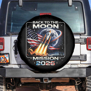 Back To The Moon Mission 2026 Spare Tire Cover Rocket Launch Moon Space Program TS11 No hole Black Print Your Wear