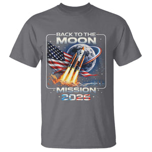 Back To The Moon Mission 2026 T Shirt Rocket Launch Moon Space Program TS11 Charcoal Print Your Wear
