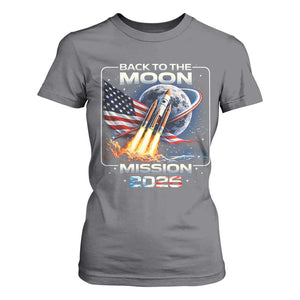 Back To The Moon Mission 2026 T Shirt For Women Rocket Launch Moon Space Program TS11 Charcoal Print Your Wear