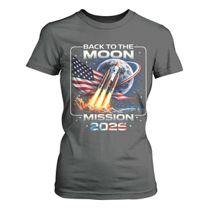 Back To The Moon Mission 2026 T Shirt For Women Rocket Launch Moon Space Program TS11 Dark Heather Print Your Wear