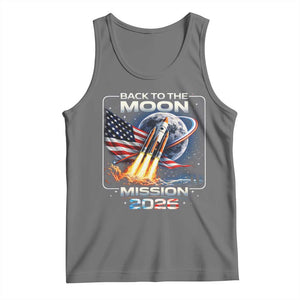 Back To The Moon Mission 2026 Tank Top Rocket Launch Moon Space Program TS11 Black Heather Print Your Wear