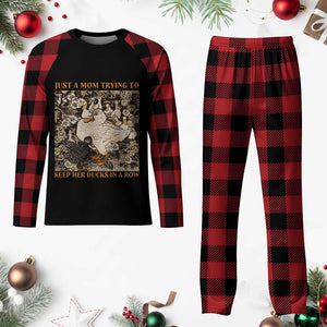 Just A Mom Trying To Keep Her Ducks In A Row Plaid Pajama Set Funny Duck Mom TS11 Buffalo Plaid Print Your Wear