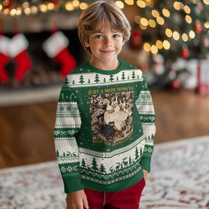 Just A Mom Trying To Keep Her Ducks In A Row Ugly Christmas Sweater Funny Duck Mom TS11 Forest Green Beige Print Your Wear