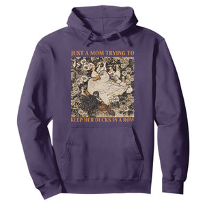 Just A Mom Trying To Keep Her Ducks In A Row Hoodie Funny Duck Mom TS11 Purple Print Your Wear