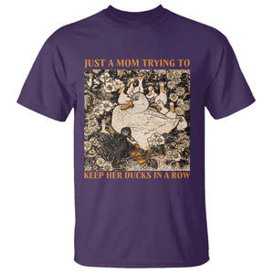 Just A Mom Trying To Keep Her Ducks In A Row T Shirt Funny Duck Mom TS11 Purple Print Your Wear