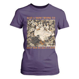 Just A Mom Trying To Keep Her Ducks In A Row T Shirt For Women Funny Duck Mom TS11 Purple Print Your Wear