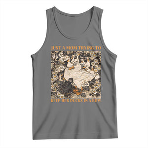 Just A Mom Trying To Keep Her Ducks In A Row Tank Top Funny Duck Mom TS11 Black Heather Print Your Wear