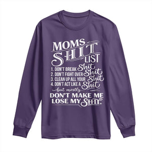 Mom Shit List Long Sleeve Shirt Funny Mom Life Sarcastic Mothers Day TS11 Purple Print Your Wear