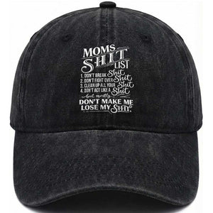Mom Shit List Washed Cotton Baseball Cap Funny Mom Life Sarcastic Mothers Day TS11 Print Your Wear