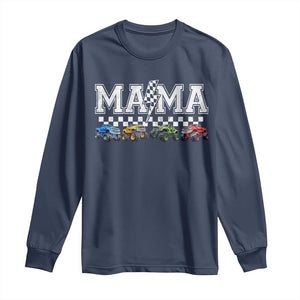Monster Truck Mama Long Sleeve Shirt Funny Truck Mom Checkered Mother's Day TS11 Navy Print Your Wear