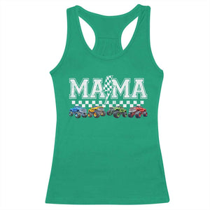 Monster Truck Mama Racerback Tank Top Funny Truck Mom Checkered Mother's Day TS11 Irish Green Print Your Wear