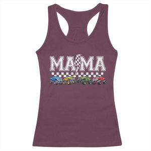 Monster Truck Mama Racerback Tank Top Funny Truck Mom Checkered Mother's Day TS11 Maroon Print Your Wear