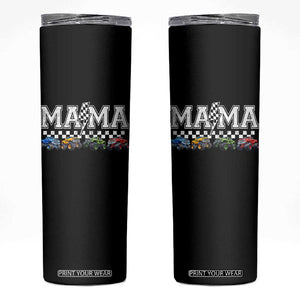 Monster Truck Mama Skinny Tumbler Funny Truck Mom Checkered Mother's Day TS11 Black Print Your Wear