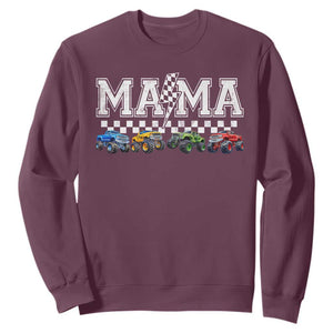 Monster Truck Mama Sweatshirt Funny Truck Mom Checkered Mother's Day TS11 Maroon Print Your Wear