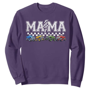 Monster Truck Mama Sweatshirt Funny Truck Mom Checkered Mother's Day TS11 Purple Print Your Wear