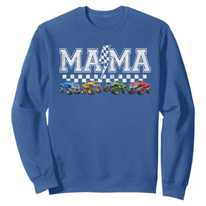 Monster Truck Mama Sweatshirt Funny Truck Mom Checkered Mother's Day TS11 Royal Blue Print Your Wear