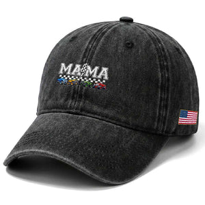 Monster Truck Mama Washed Cotton Baseball Cap Funny Truck Mom Checkered Mother's Day TS11 Print Your Wear