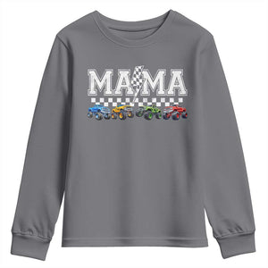 Monster Truck Mama Youth Sweatshirt Funny Truck Mom Checkered Mother's Day TS11 Charcoal Print Your Wear