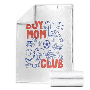 Boy Mom Club Throw Blanket Mom Of Boys Dinosaur Kids Toy Doodles TS11 White Print Your Wear