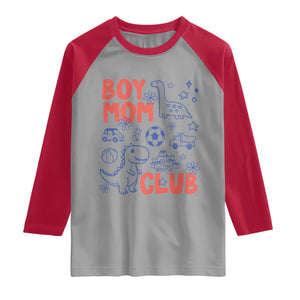 Boy Mom Club Raglan Shirt Mom Of Boys Dinosaur Kids Toy Doodles TS11 Sport Gray Red Print Your Wear