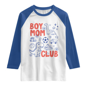 Boy Mom Club Raglan Shirt Mom Of Boys Dinosaur Kids Toy Doodles TS11 White Royal Print Your Wear