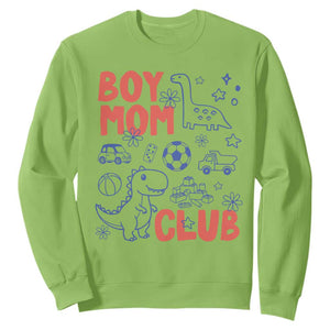 Boy Mom Club Sweatshirt Mom Of Boys Dinosaur Kids Toy Doodles TS11 Lime Print Your Wear