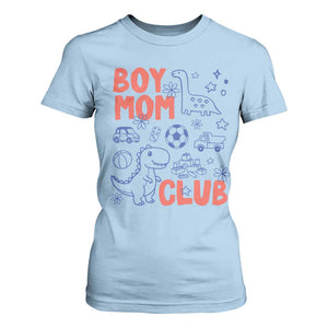 Boy Mom Club T Shirt For Women Mom Of Boys Dinosaur Kids Toy Doodles TS11 Light Blue Print Your Wear