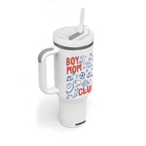 Boy Mom Club Tumbler With Handle Mom Of Boys Dinosaur Kids Toy Doodles TS11 Print Your Wear